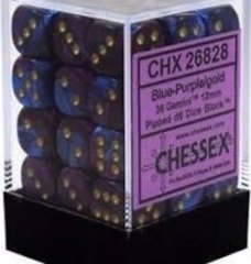 36 Blue-Purple w/gold Gemini 12mm D6 Dice Block - CHX26828